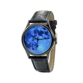 JUST2YOU 蓝色月球Moon Watch 原创创意情侣复古个性礼品手表，一只起订。