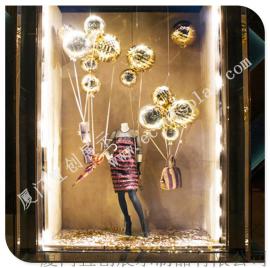 电镀气球橱窗展示陈列道具橱窗气球美陈装饰玻璃钢道具制作仿真热气球制作