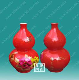 供应中国红麦秆花瓶 景德镇花瓶厂家